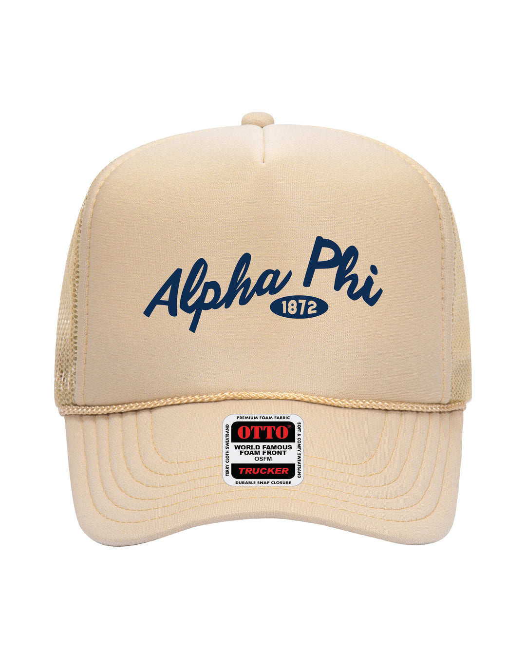 Cursive Embroidered Tan Sorority Trucker Hat