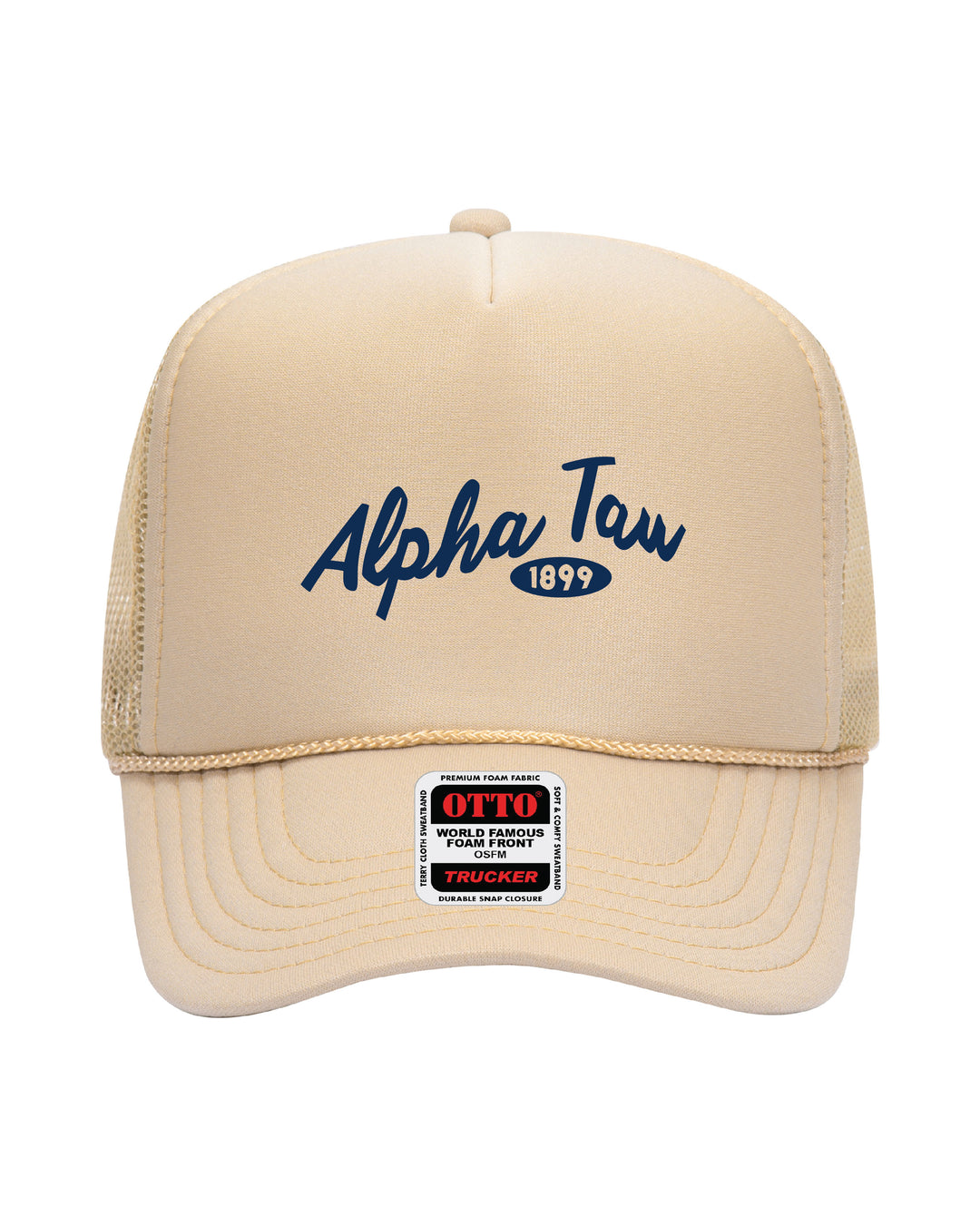 Cursive Embroidered Tan Sorority Trucker Hat