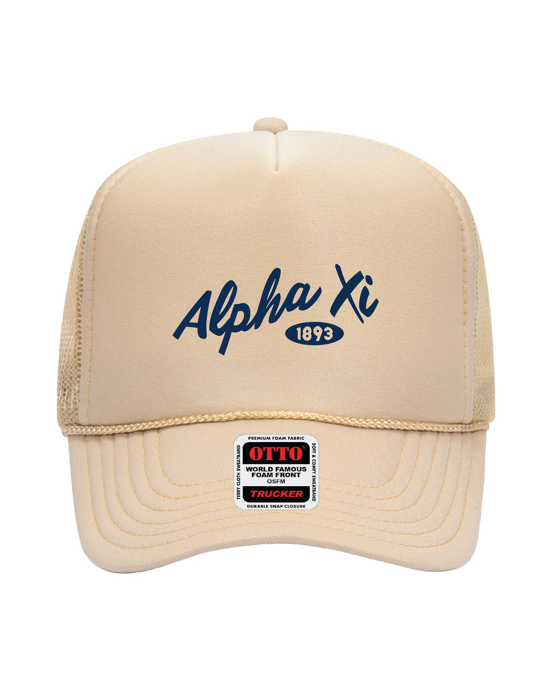 Cursive Embroidered Tan Sorority Trucker Hat