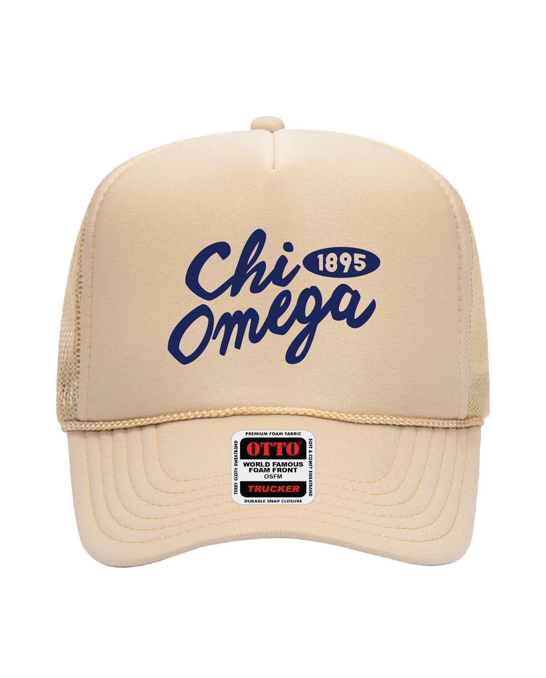 Cursive Embroidered Tan Sorority Trucker Hat