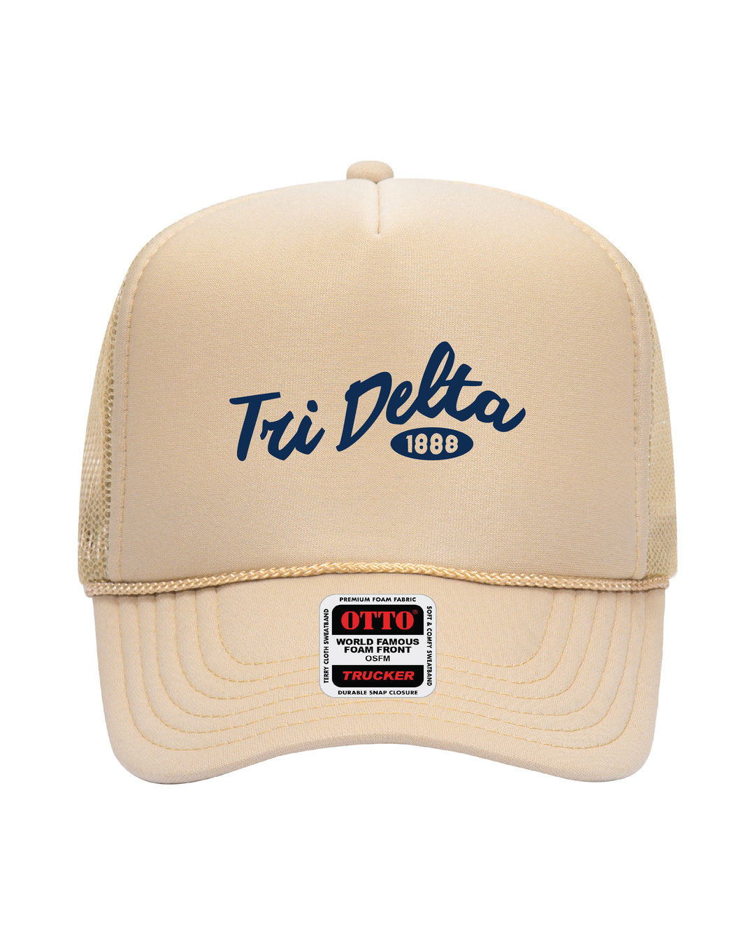 Cursive Embroidered Tan Sorority Trucker Hat
