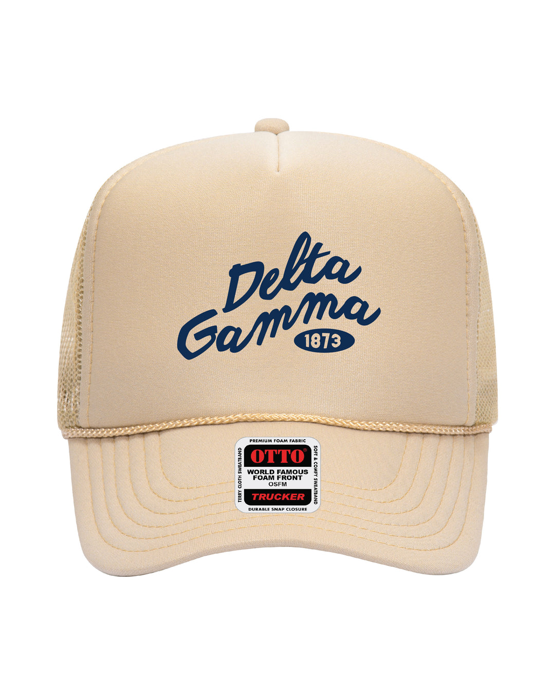 Cursive Embroidered Tan Sorority Trucker Hat