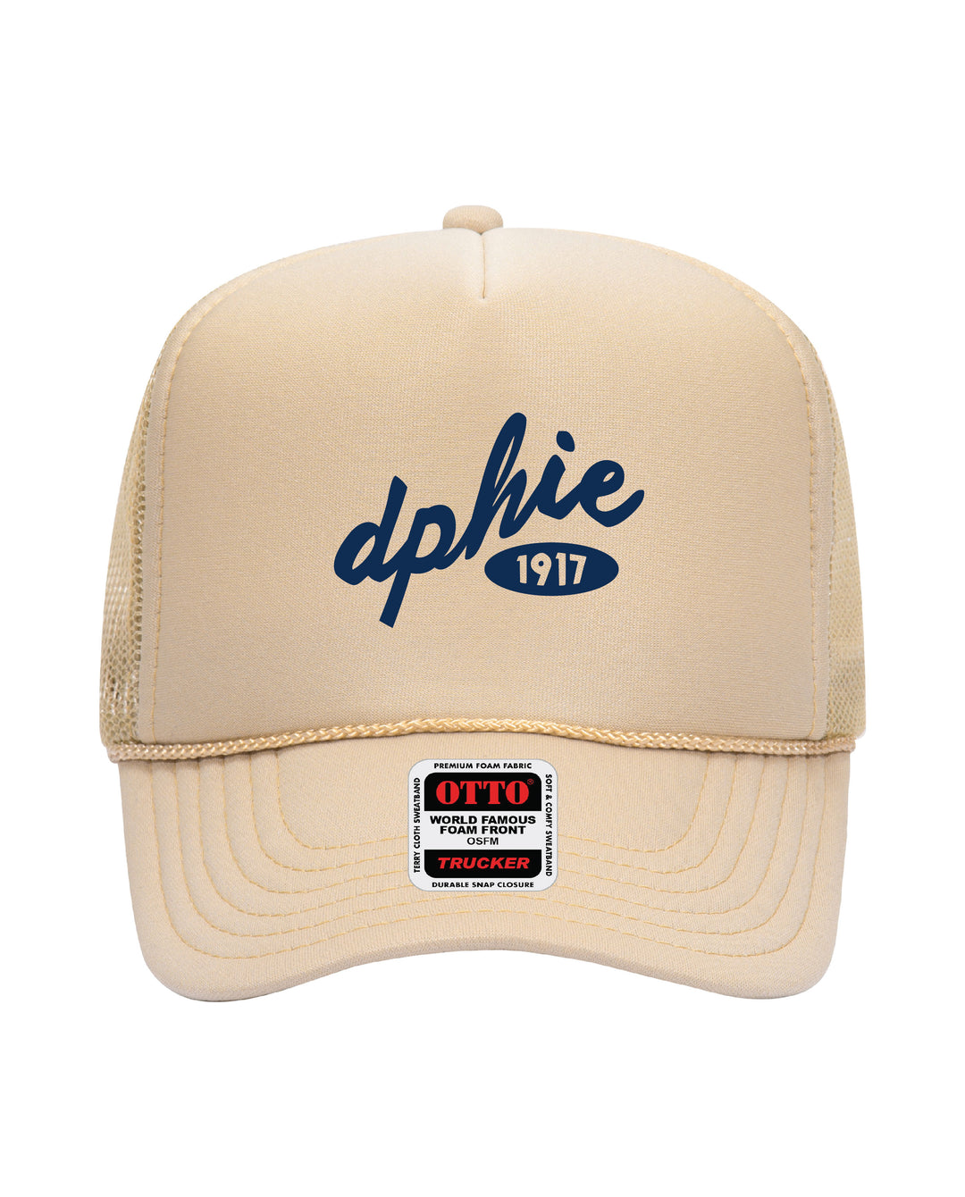 Cursive Embroidered Tan Sorority Trucker Hat