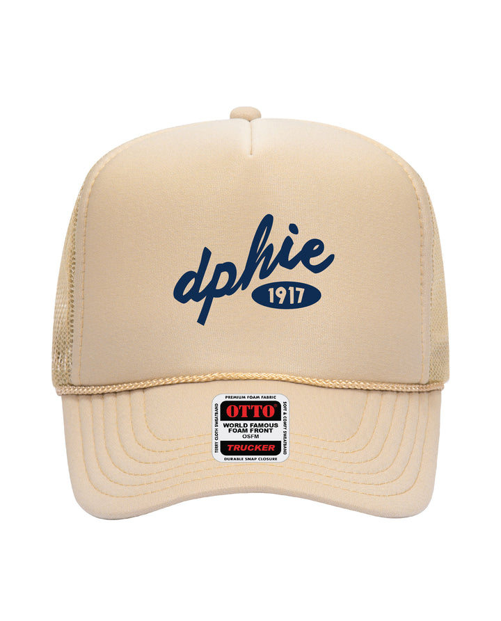 Cursive Embroidered Tan Sorority Trucker Hat