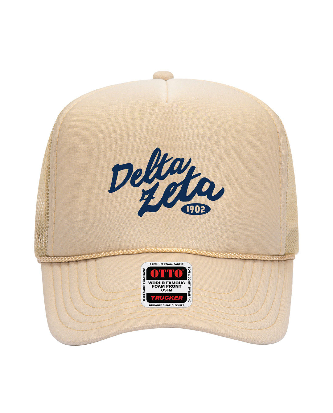 Cursive Embroidered Tan Sorority Trucker Hat