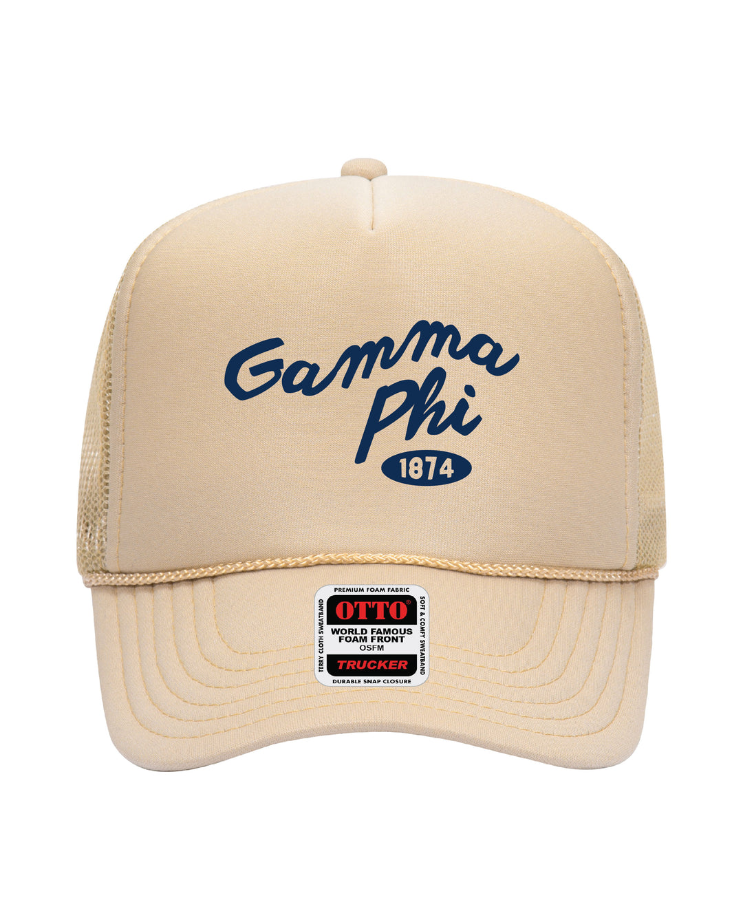 Cursive Embroidered Tan Sorority Trucker Hat