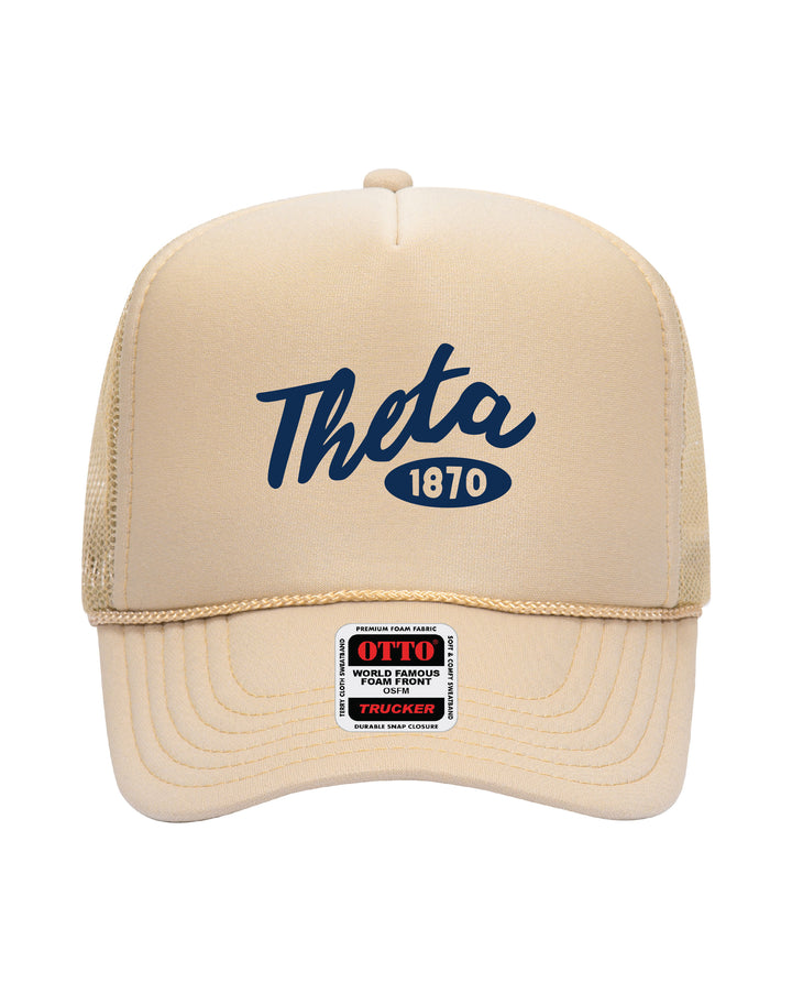 Cursive Embroidered Tan Sorority Trucker Hat