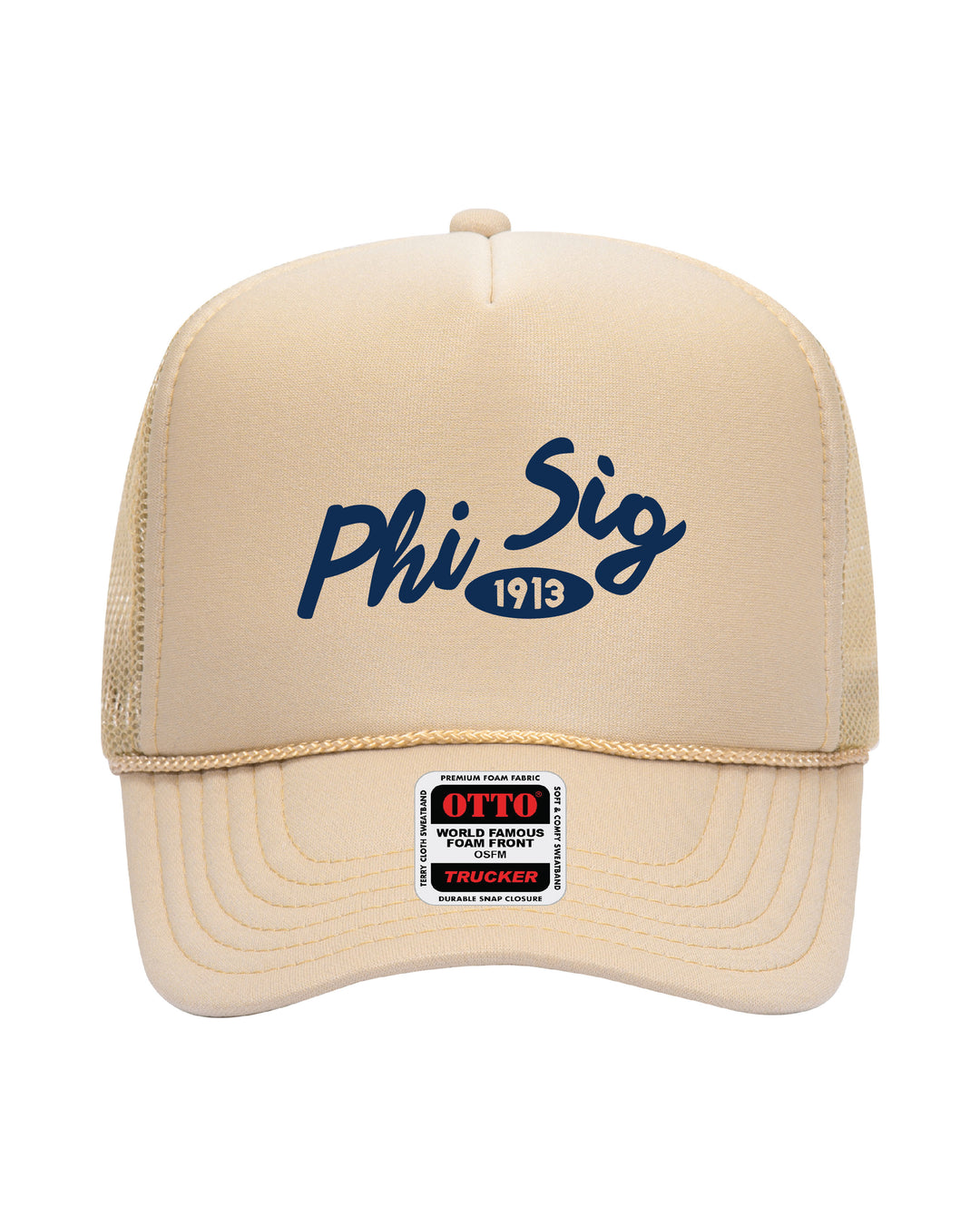 Cursive Embroidered Tan Sorority Trucker Hat