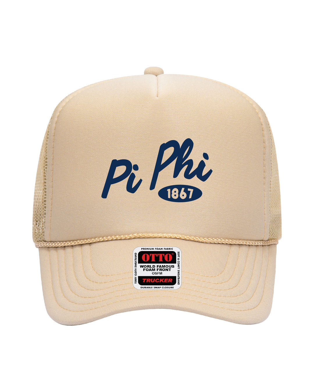 Cursive Embroidered Tan Sorority Trucker Hat