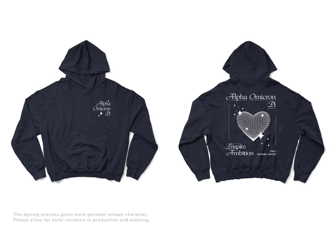 Midnight Sky Disco Heart Matching Set Light Weight Sorority Hoodie