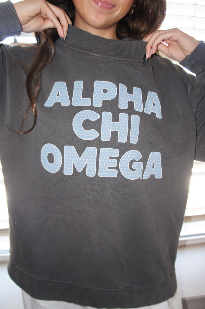 Light Blue Polka Dot Mock Neck Sorority Crewneck