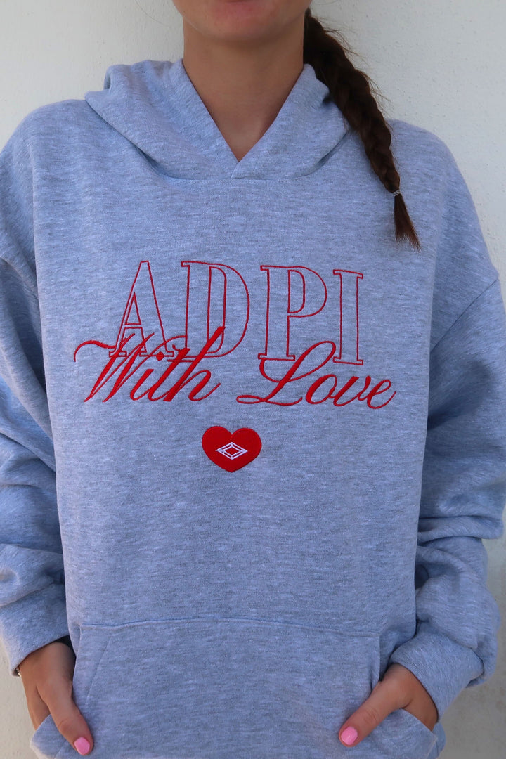 Alpha Delta Pi With Love Embroidered Hoodie
