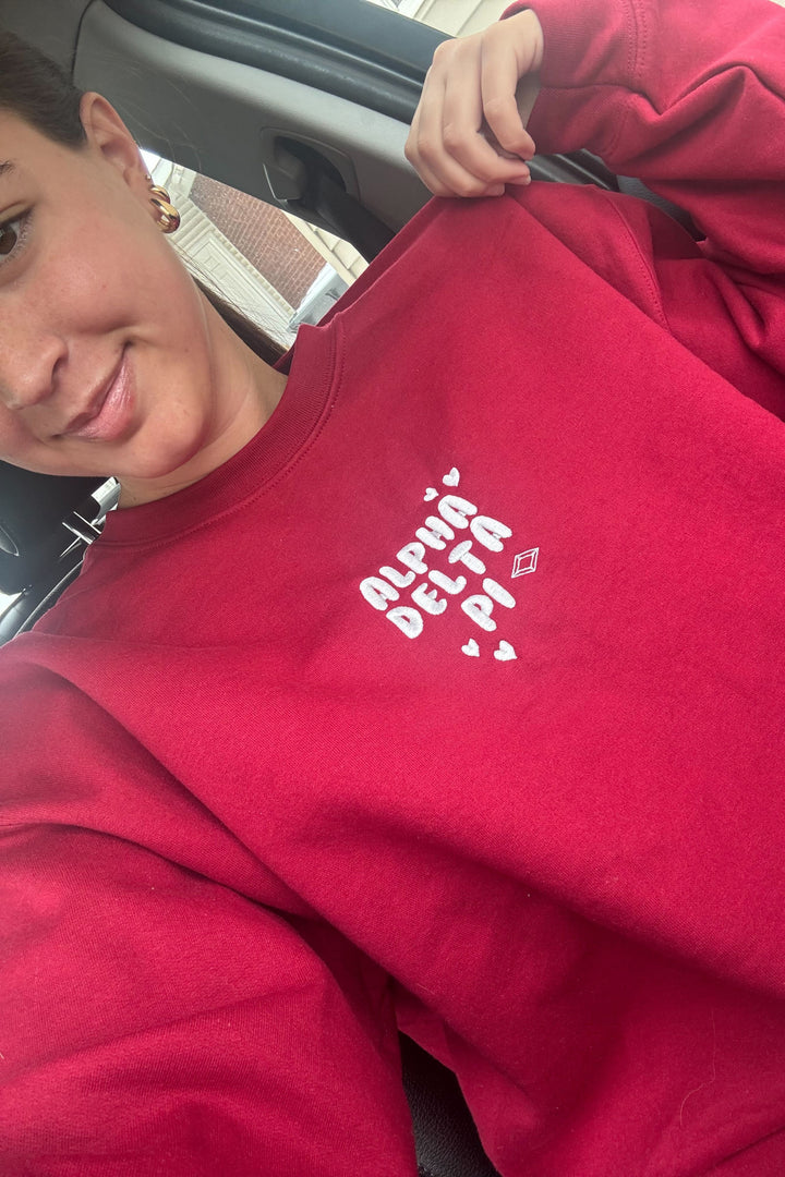 Embroidered Heart Sorority Crewneck