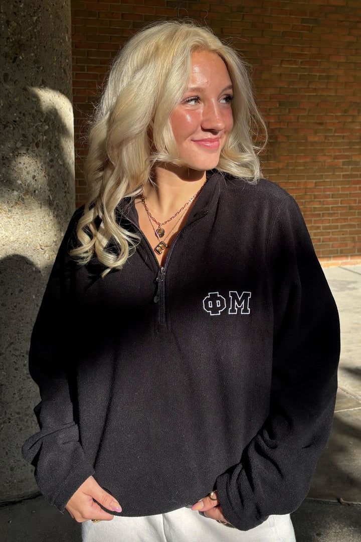 Sorority Letter Outlined Embroidered Fleece Pullover