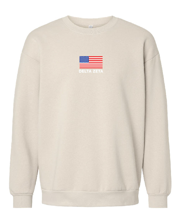 Embroidered Flag Ivory Sorority Crewneck