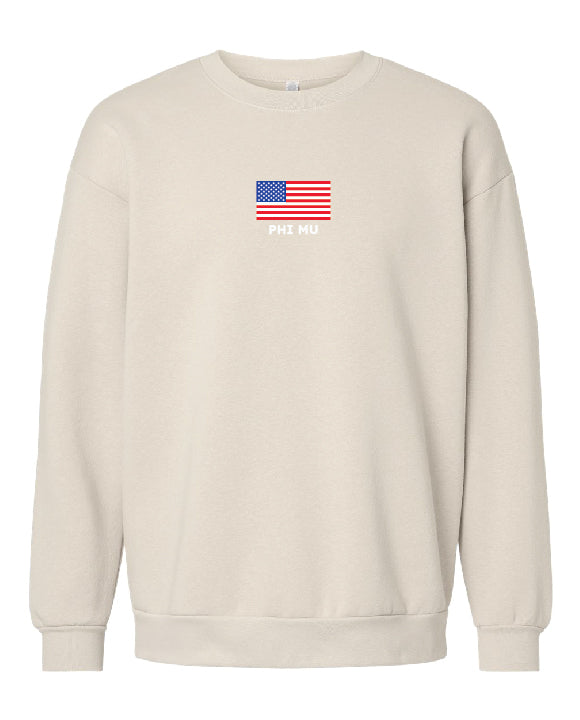Embroidered Flag Ivory Sorority Crewneck