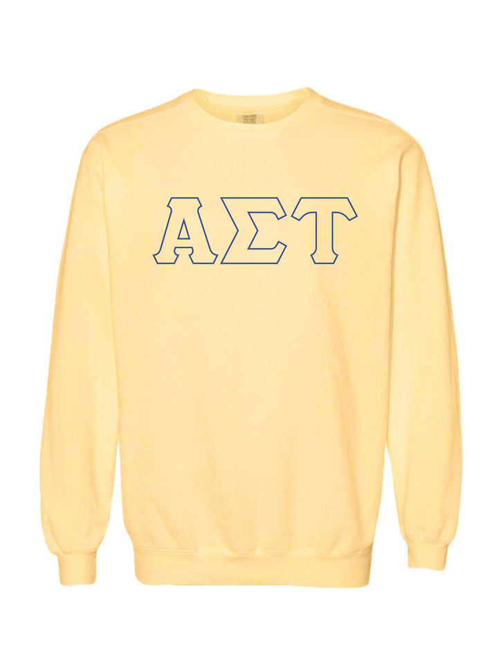Alpha Sigma Tau Embroidered Outline Butter Crewneck