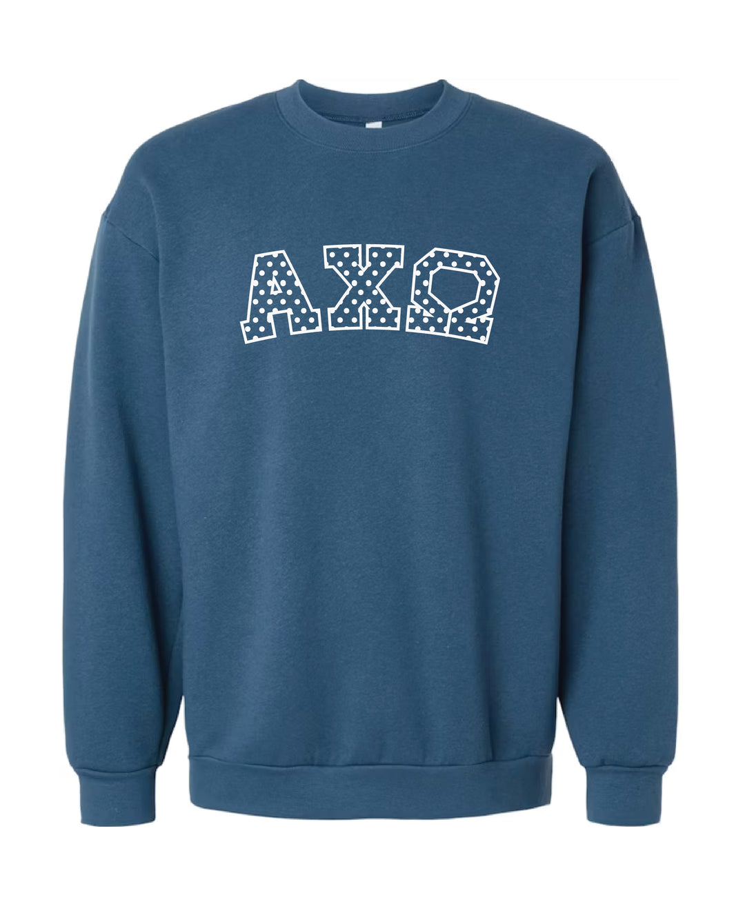 Polka Dot Embroidered Sorority Blue Crewneck