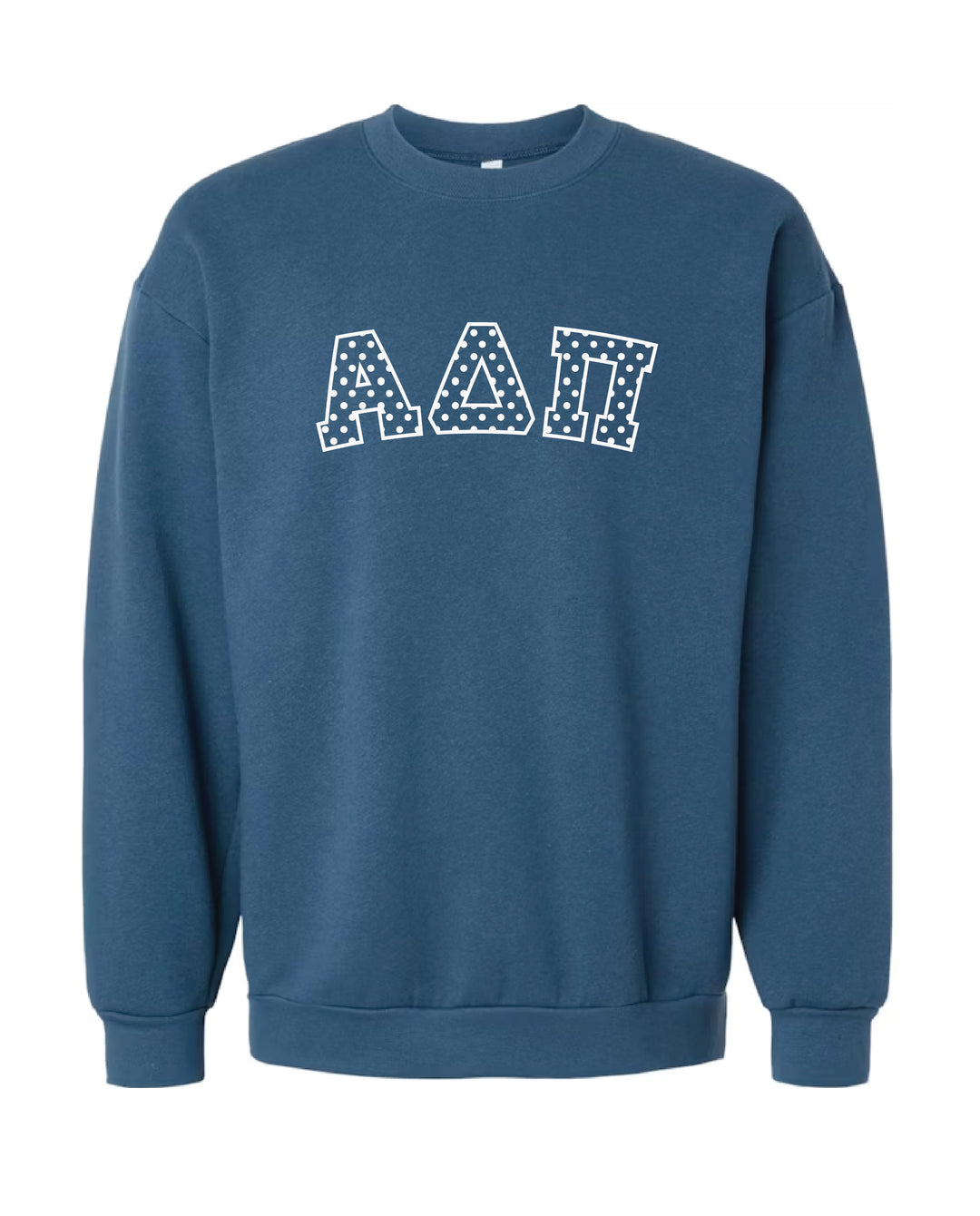 Polka Dot Embroidered Sorority Blue Crewneck