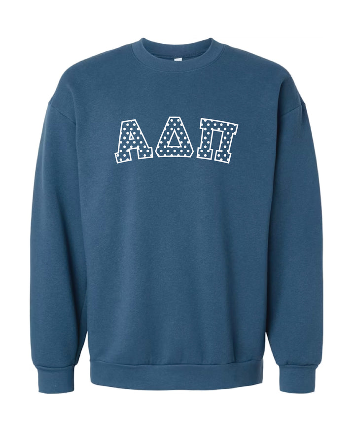 Polka Dot Embroidered Sorority Blue Crewneck