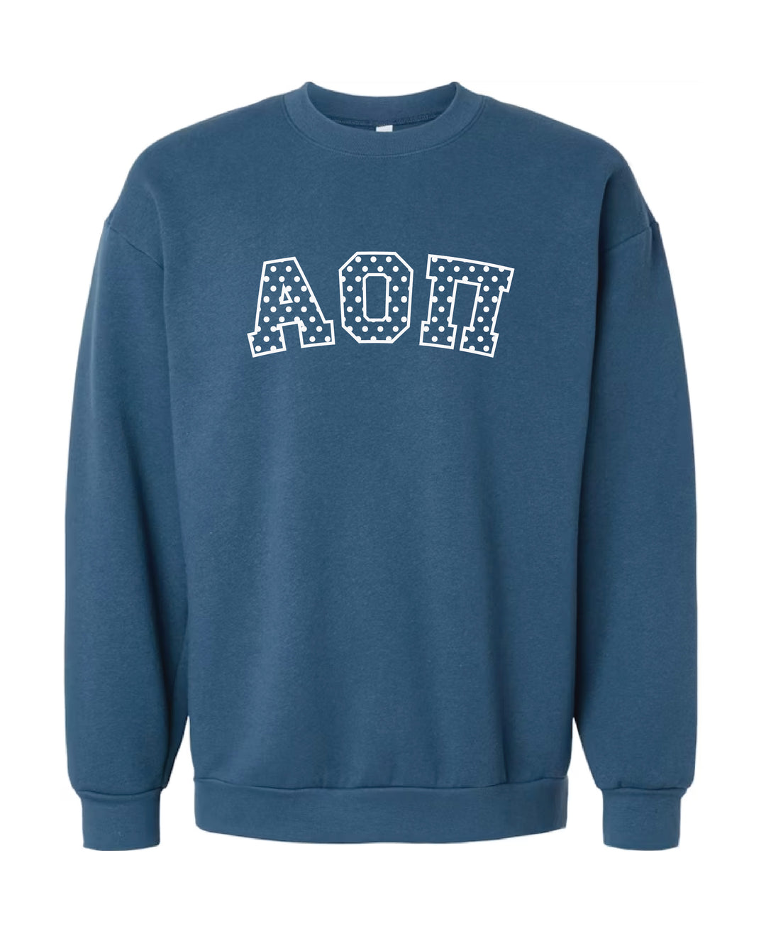Polka Dot Embroidered Sorority Blue Crewneck