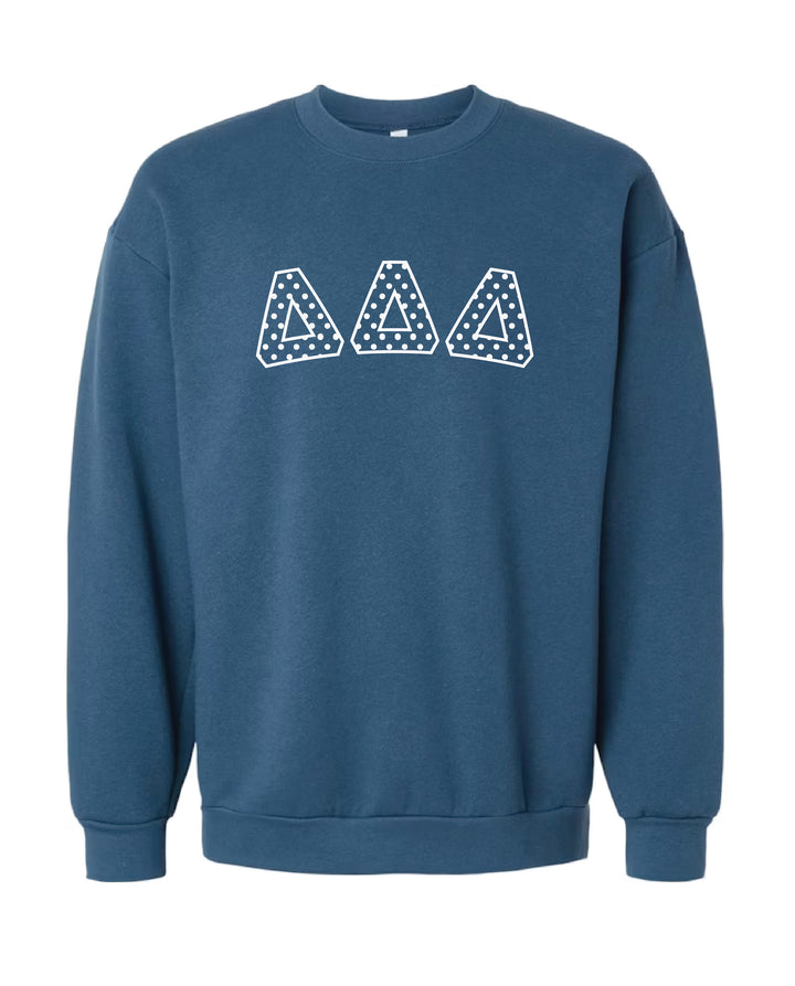 Polka Dot Embroidered Sorority Blue Crewneck