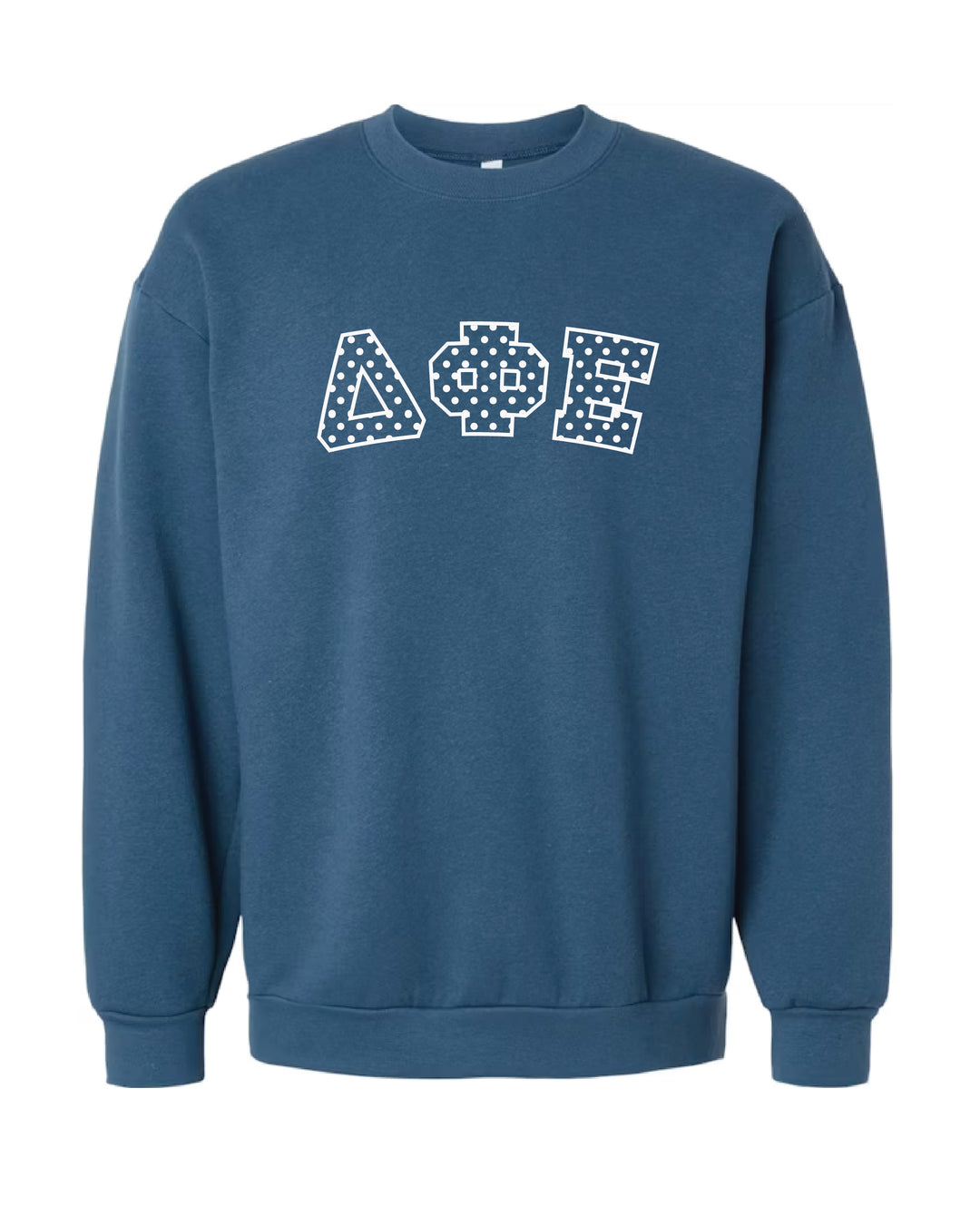 Polka Dot Embroidered Sorority Blue Crewneck