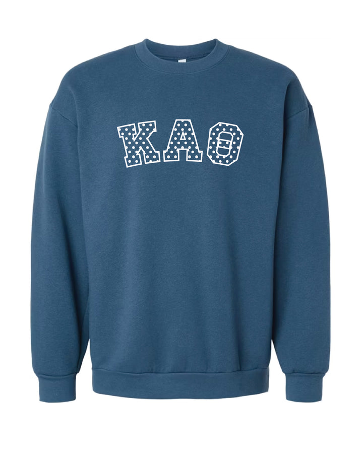 Polka Dot Embroidered Sorority Blue Crewneck