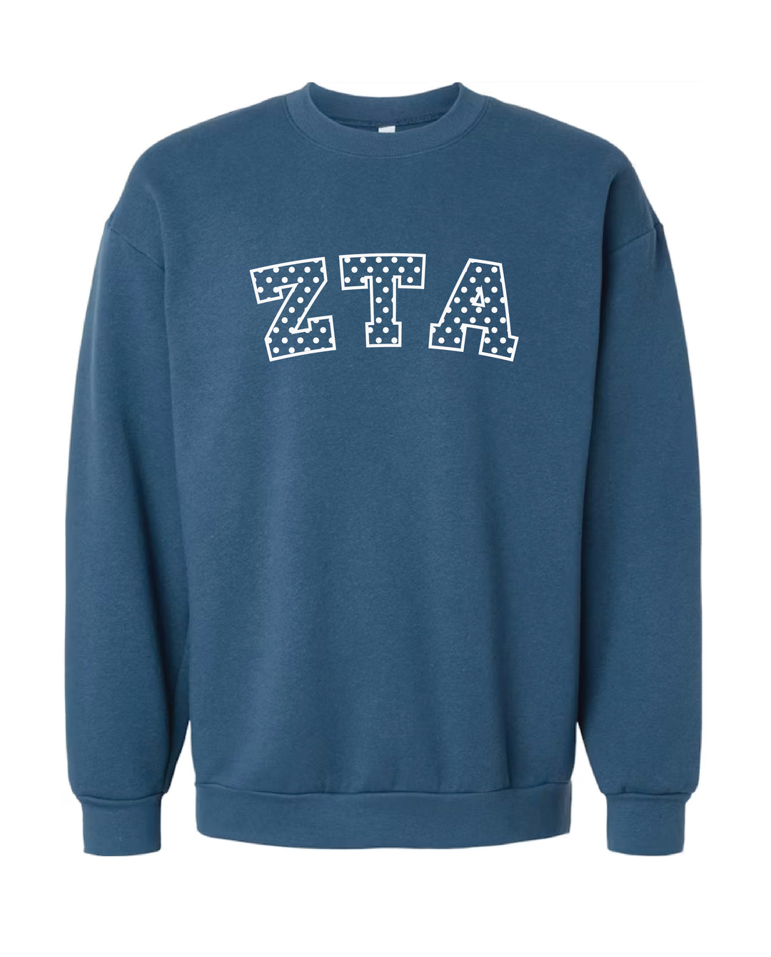 Polka Dot Embroidered Sorority Blue Crewneck