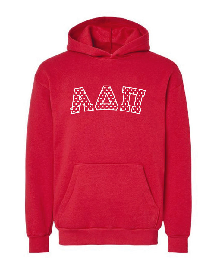 Polka Dot Embroidered Sorority Red Hoodie