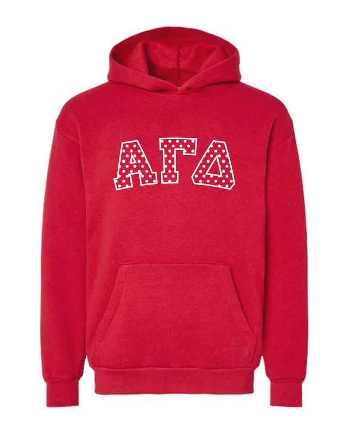 Polka Dot Embroidered Sorority Red Hoodie