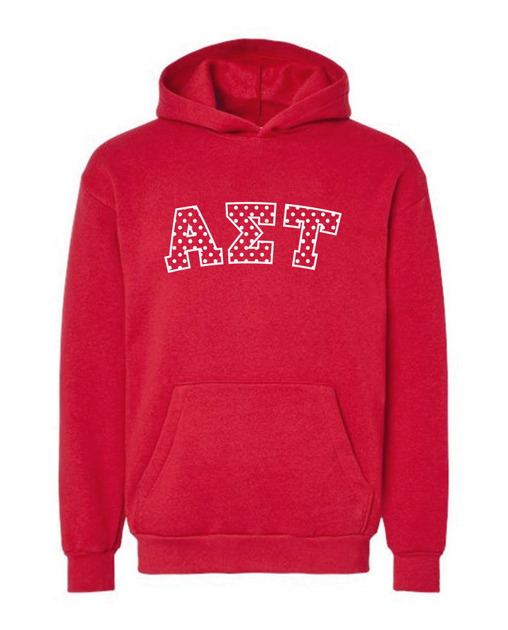 Polka Dot Embroidered Sorority Red Hoodie