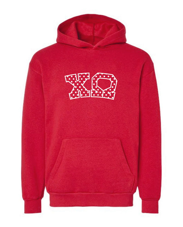 Polka Dot Embroidered Sorority Red Hoodie