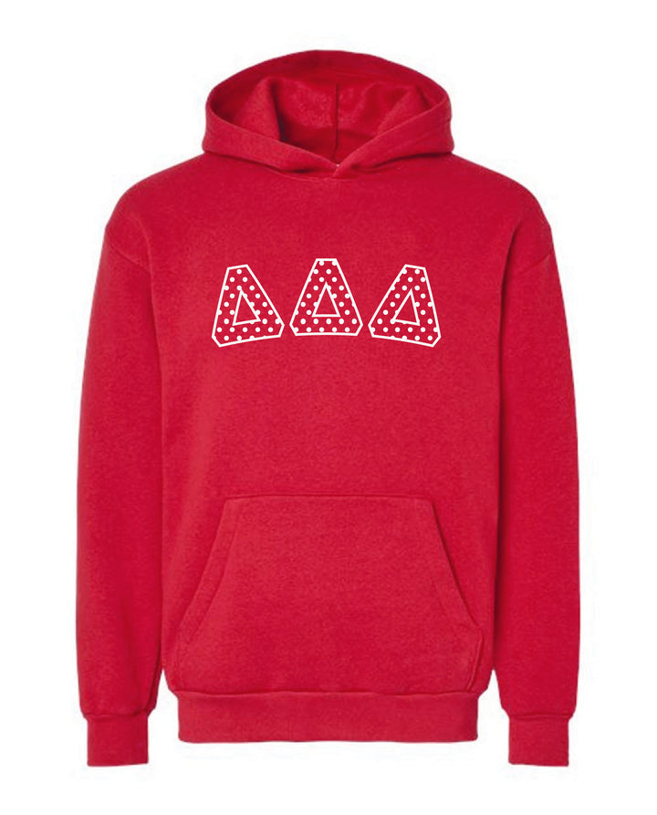 Polka Dot Embroidered Sorority Red Hoodie