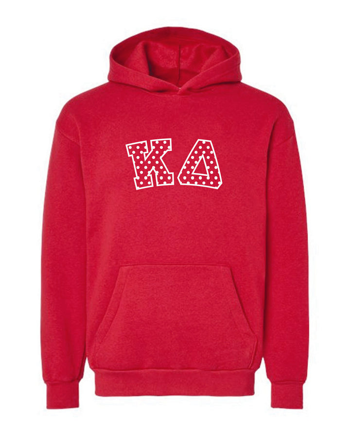 Polka Dot Embroidered Sorority Red Hoodie