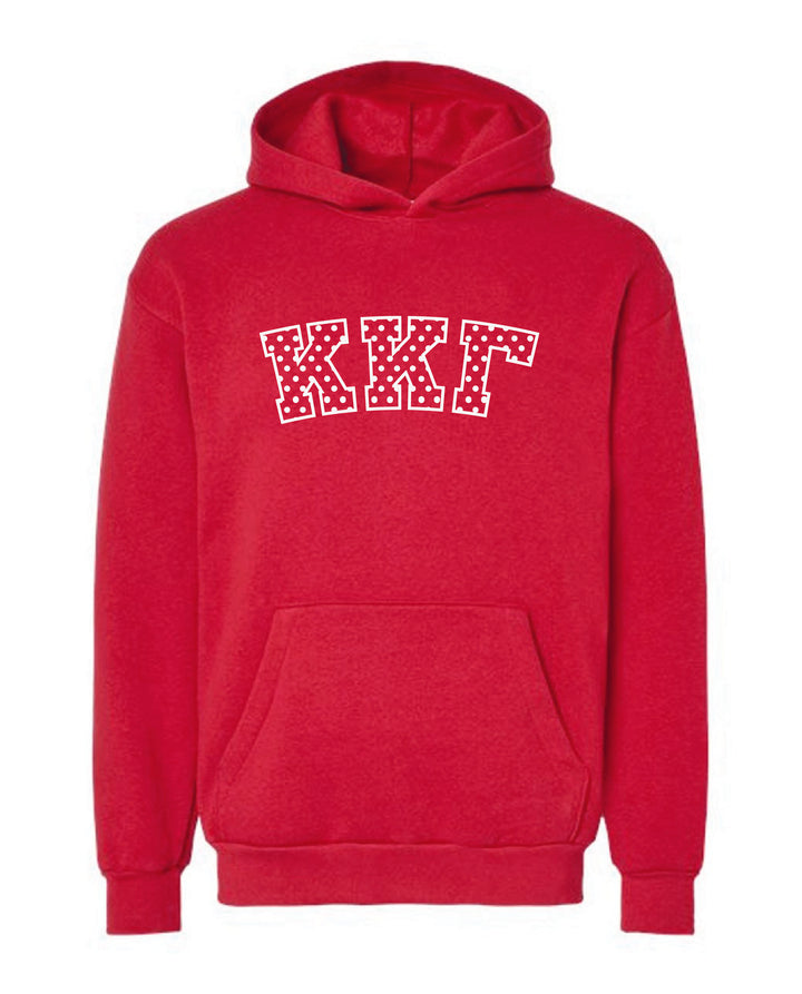 Polka Dot Embroidered Sorority Red Hoodie