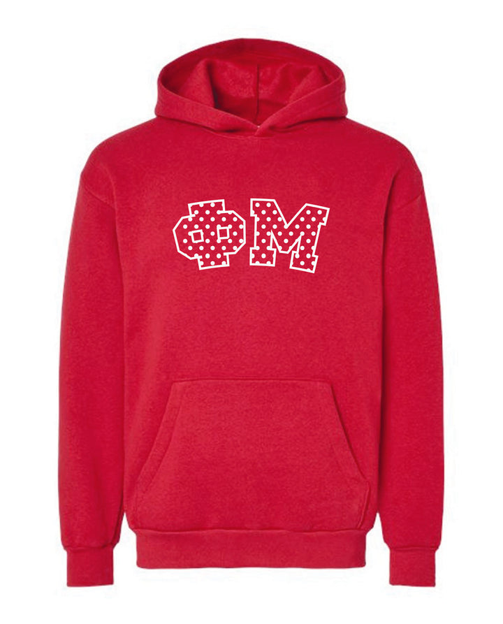 Polka Dot Embroidered Sorority Red Hoodie