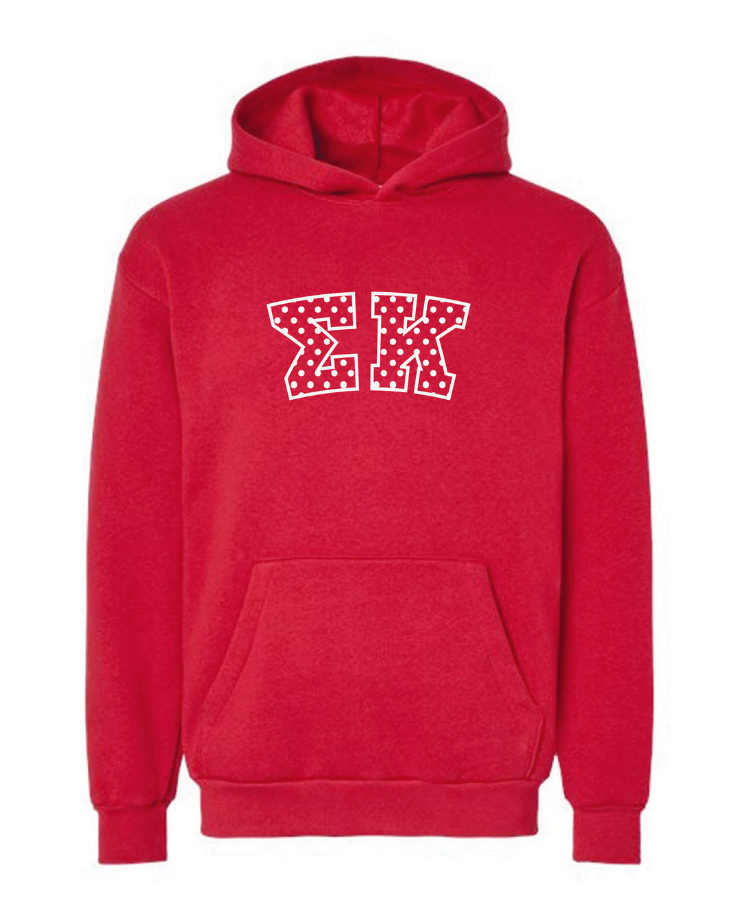 Polka Dot Embroidered Sorority Red Hoodie