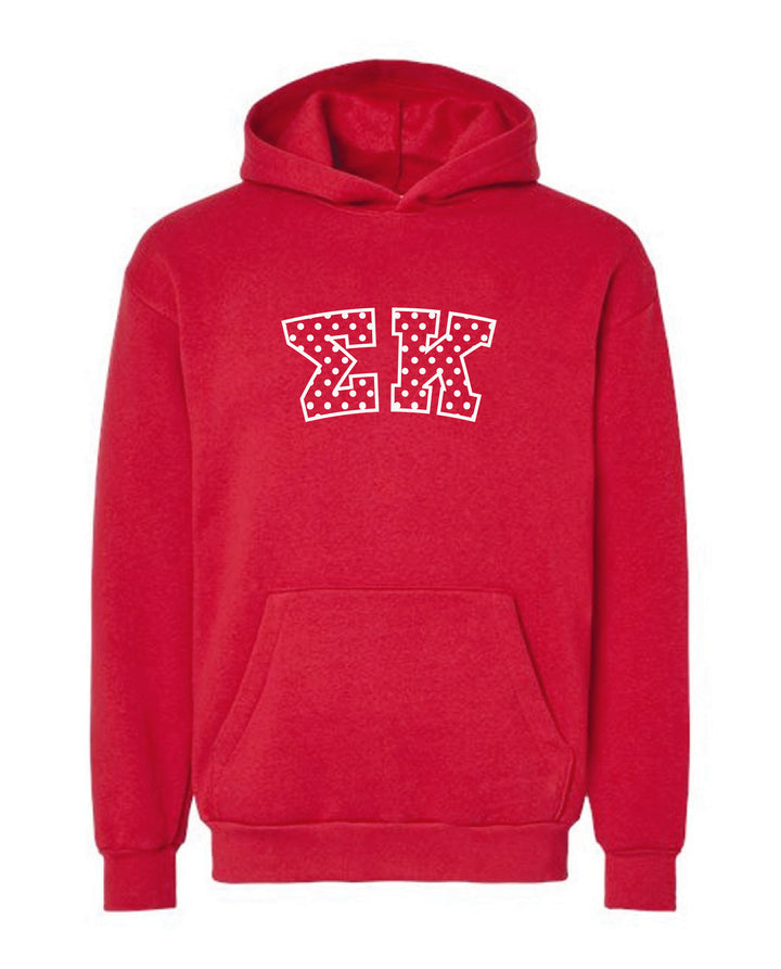 Polka Dot Embroidered Sorority Red Hoodie