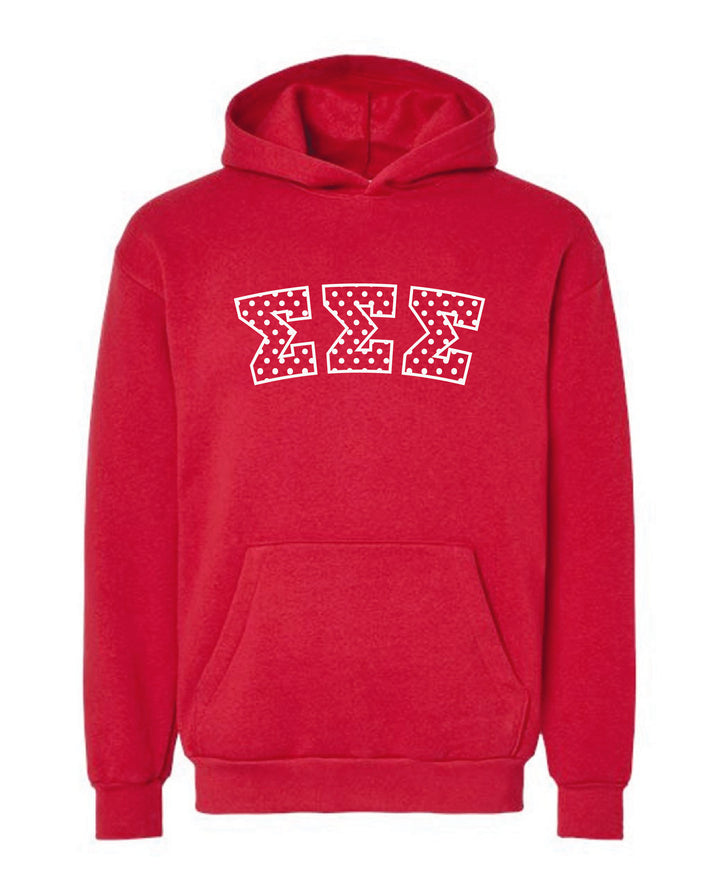 Polka Dot Embroidered Sorority Red Hoodie