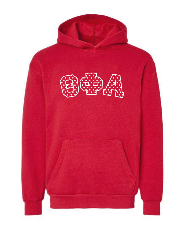 Polka Dot Embroidered Sorority Red Hoodie