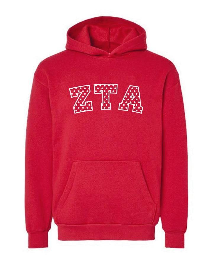 Polka Dot Embroidered Sorority Red Hoodie