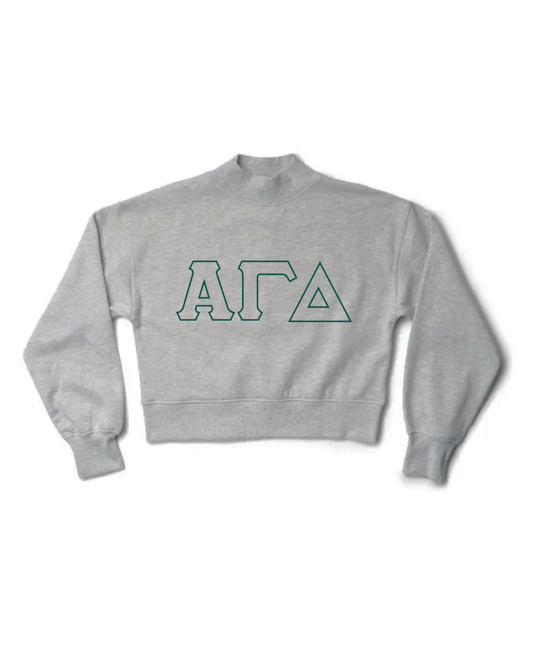Embroidered Outline Heather Grey Sorority Mock Neck Crewneck