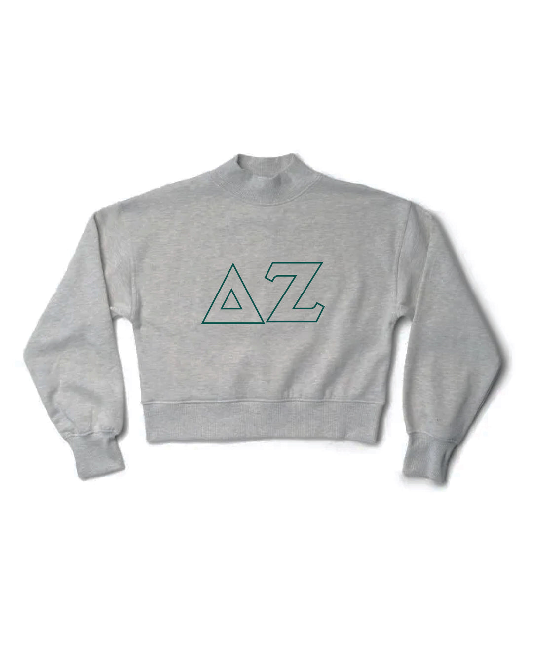 Embroidered Outline Heather Grey Sorority Mock Neck Crewneck