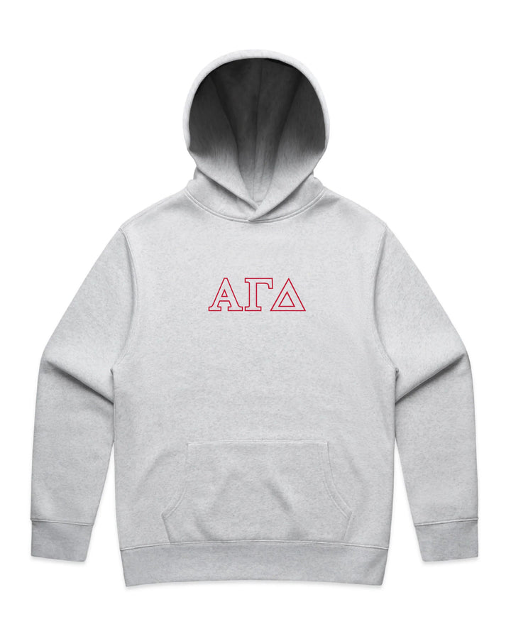 Embroidered Outline White Heather Sorority Hoodie