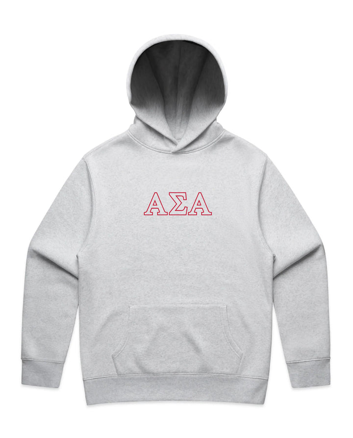 Embroidered Outline White Heather Sorority Hoodie