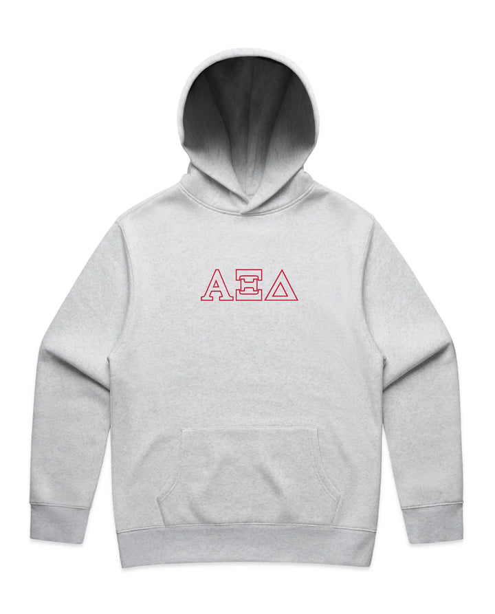Embroidered Outline White Heather Sorority Hoodie