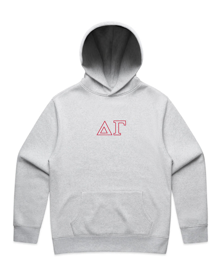 Embroidered Outline White Heather Sorority Hoodie