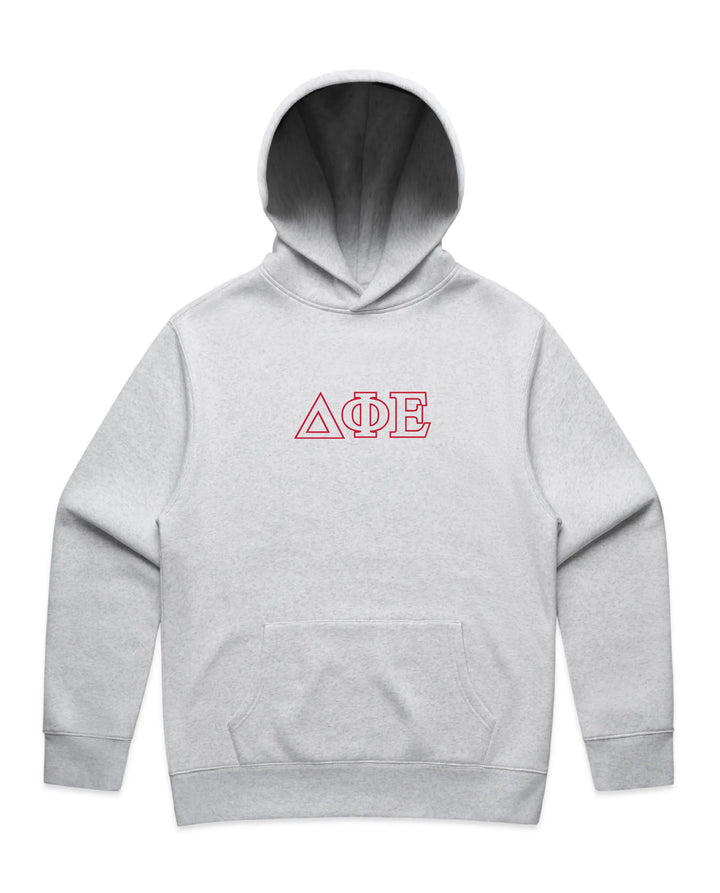 Embroidered Outline White Heather Sorority Hoodie