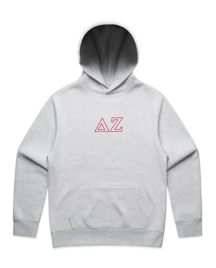 Embroidered Outline White Heather Sorority Hoodie
